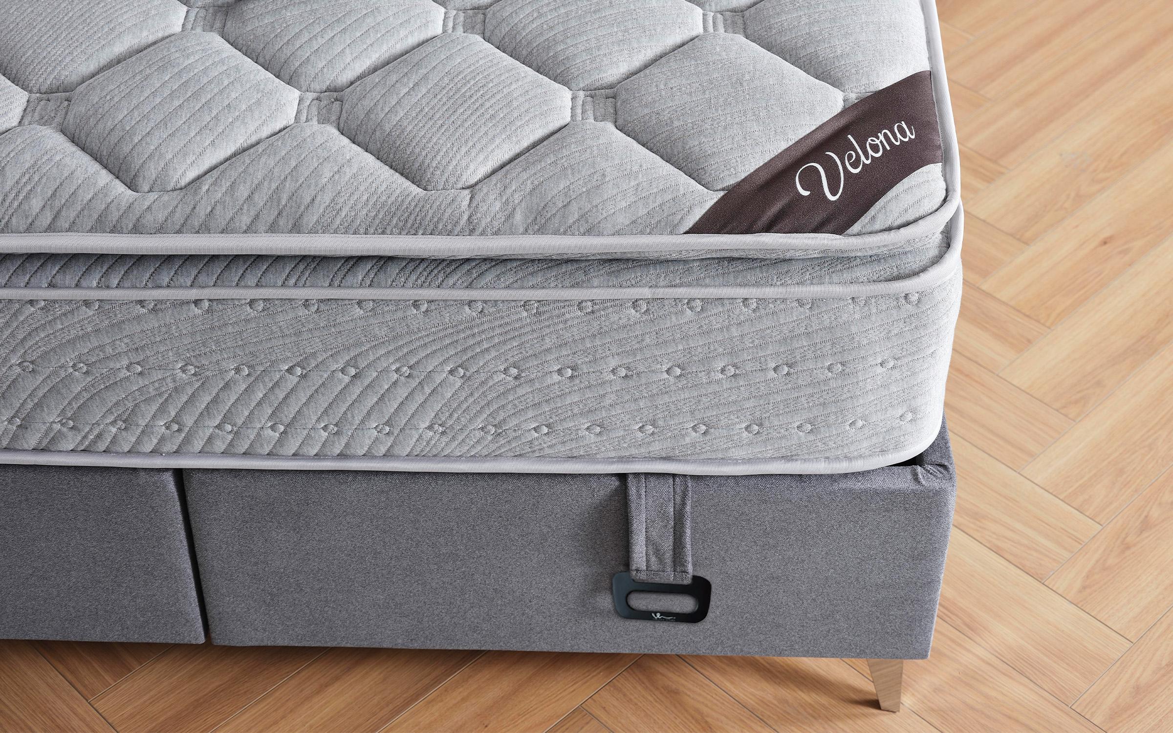 Pat dublu Boxspring 160/200 Velona + saltea, gri  12